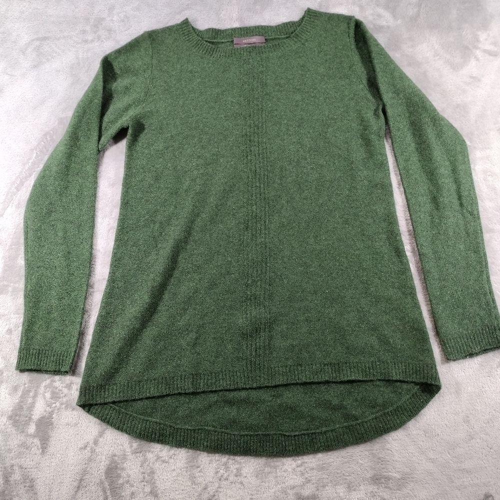 Saffron Sweater Womens Small Green Cashmere Round Neck Long Sleeve Pullover